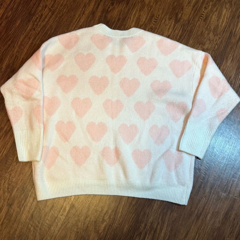 Vince Camuto Crewneck Heart Sweater, Size Medium Cream Pink - Picture 5 of 5